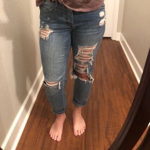 Distressed boyfriend jeans